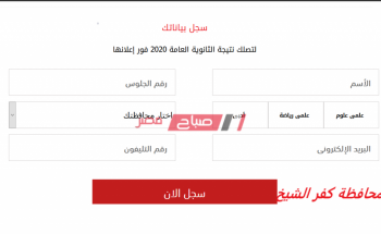 نتيجة الثانوية العامة 2020 محافظة كفر الشيخ رابط رسمي وزارة التربية والتعليم