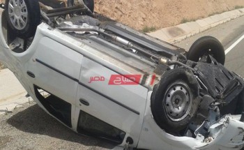 إصابة أسرة كاملة بسبب انقلاب سيارة على الصحراوي ببني سويف