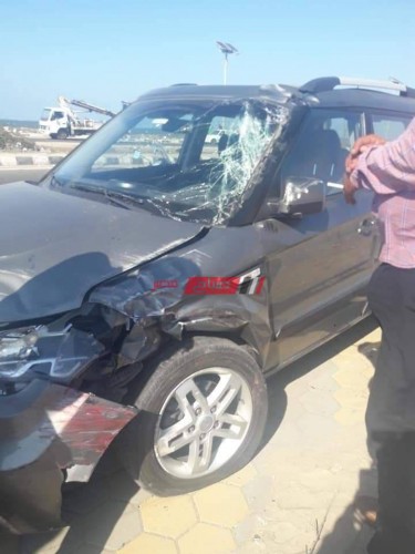 إصابة شخص جراء حادث تصادم مروع على طريق ميناء دمياط