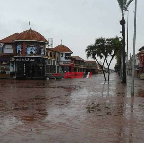 أمطار غزيرة على دمياط ورياح نشطة تضرب القرى والمدن