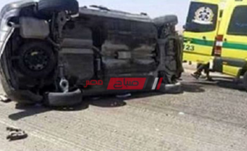 إصابة 5 أشخاص أثر حادث إنقلاب سيارة على طريق بلبيس _ القاهرة