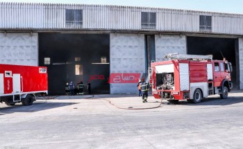 بالصور تدريب عملى في ميناء دمياط على مكافحة حريق بأحد المخازن