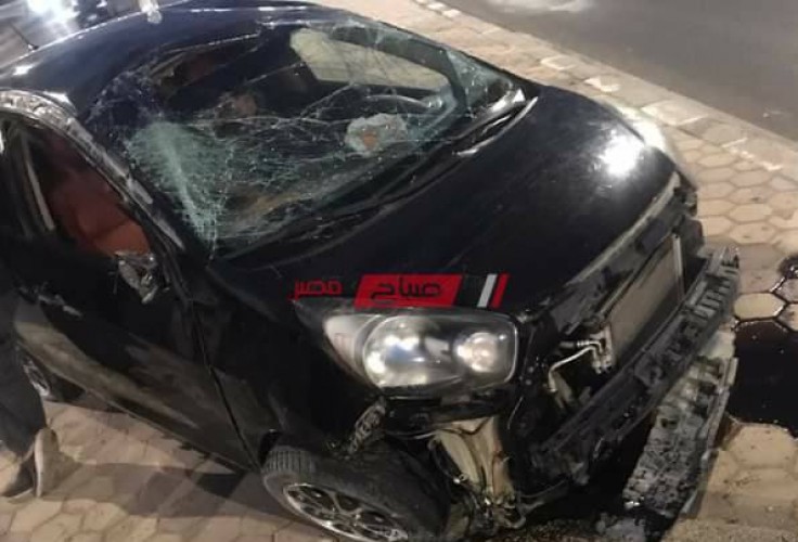 بالصورة إصابة 3 طلاب في حادث سيارة ملاكي على طريق دمياط الجديدة