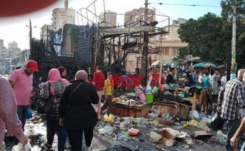 نشوب حريق هائل في سوق محطة مصر بالإسكندرية