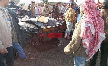 حادث تصادم مرورى فى المنيا يسفر عن مصرع 3 أشخاص وإصابة 4 أخرين