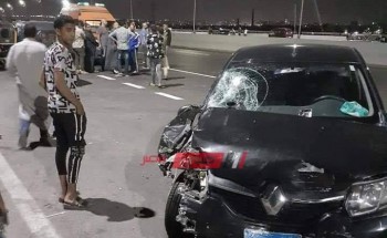 إصابة شخصين جراء حادث تصادم بين دراجة بخارية وسيارة ملاكي في دمياط