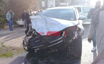 حادث تصادم سيارتين وإصابة شخصين في بني سويف