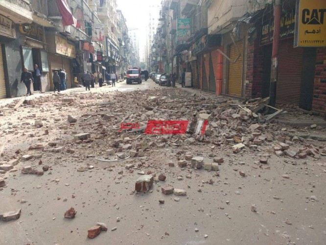 انهيار أجزاء من عقار في منطقة الابراهيمية بمحافظة الإسكندرية