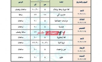 جدول امتحانات الترم الأول محافظة كفر الشيخ 2021 صفوف نقل الابتدائي والإعدادي والتعليم الفني