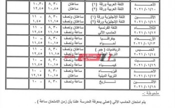 جدول امتحانات محافظة الغربية الترم الأول 2021 كافة صفوف النقل بالابتدائي والإعدادي والثانوي والتعليم الفني