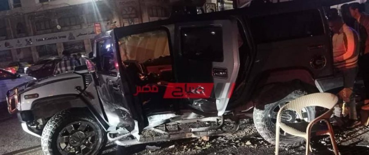 بالصور حادث تصادم يتعرض له إبراهيم حسن بمنطقة لوران في الإسكندرية