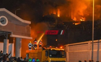 حريق ميناء الإسكندرية السيطرة علي النيران بعد الدفع بـ 18 سيارة إطفاء – صور
