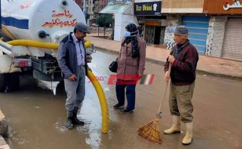 انتظام أعمال رفع اثار موجة سقوط الأمطار والطقس السيئ في دمياط