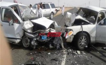 إصابة 4 أشخاص إثر حادث تصادم مرورى على الطريق الصحراوى الشرقى بسوهاج