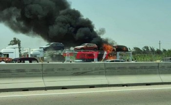 اندلاع النيران داخل سيارة بطريق الإسكندرية الصحراوي