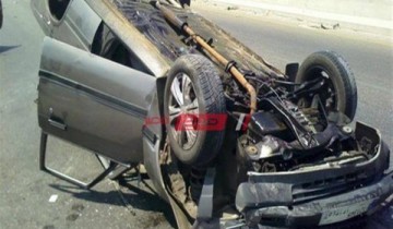 إصابة 4 أشخاص جراء حادث انقلاب على الطريق الشرقى فى بنى سويف
