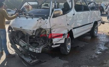 إصابة 6 أشخاص جراء حادث سيارة ميكروباص على طريق دمياط الجديدة