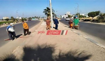 إستمرار أعمال النظافة العامة والتجميل ورفع كفاءة الإنارة بنطاق محافظة دمياط