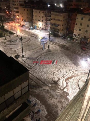 بالصور الثلوج تغطي شوارع محافظة دمياط على خلفية موجة الطقس السيئ