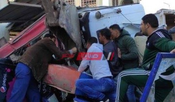 إصابة شخصين إثر حادث انقلاب بمدخل مدينة المنصورة