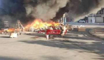 اشتعال النيران في محل بيع فوانيس بمنطقة المنشية في الإسكندرية