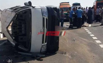مصرع 4 وإصابة 5 آخرين في حادث انقلاب سيارة ميكروباص بمحافظة الإسكندرية