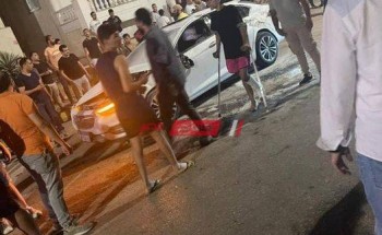 إصابة شخص فى حادث انقلاب سيارة ملاكى على طريق بورسعيد برأس البر