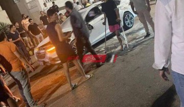 إصابة شخص فى حادث انقلاب سيارة ملاكى على طريق بورسعيد برأس البر