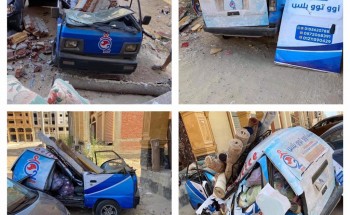 سقوط “خرسانة” على سيارة نقل في دمياط دون خسائر بشرية