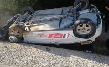إصابة سيدة جراء انقلاب سيارة ملاكي على طريق رأس البر بدمياط