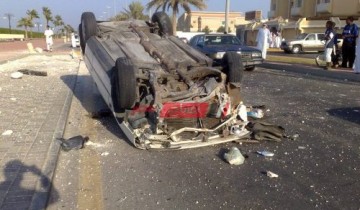 إصابة مواطن فى حادث انقلاب سيارة ملاكى بطريق الواحات الصحراوى