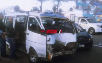 إصابة شخصان اثر حادث ميكروباص مروع امام جامعة الأزهر بدمياط