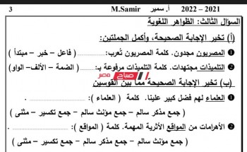 أسئلة بنك المعرفة للصف الرابع الابتدائي لغة عربية الترم الأول 2022 وزارة التربية والتعليم