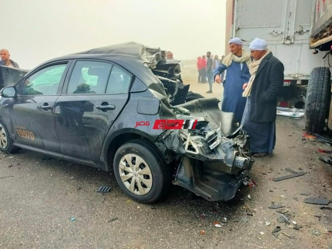 بالصور حادث مروع على طريق بورسعيد باتجاه دمياط بسبب الشبورة