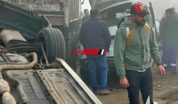بالفيديو مقطورة تدهس عشرات السيارات على طريق بورسعيد “محور 30 يونيو” اثناء الشبورة المائية