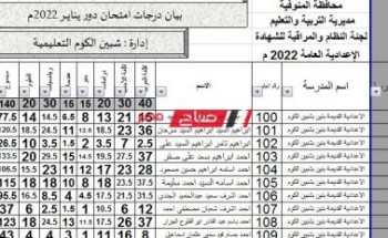 بالاسم ورقم الجلوس نتيجة الصف الثالث الاعدادي محافظة المنوفية 2022 مباشر الاسماء والنتيجة