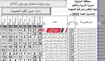 بالاسم ورقم الجلوس نتيجة الصف الثالث الاعدادي محافظة المنوفية 2022 مباشر الاسماء والنتيجة