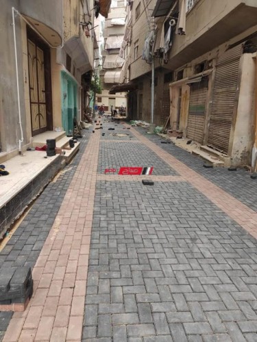 لأول مرة … بلاطات ديكورية في الشوارع الفرعية بدمياط