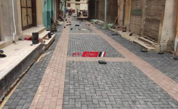 لأول مرة … بلاطات ديكورية في الشوارع الفرعية بدمياط