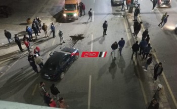 انقلاب سيارة ملاكي على طريق كورنيش النيل بدمياط دون اصابات