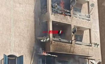 بالصور السيطرة على حريق هائل نشب في عقار بدمياط الجديدة