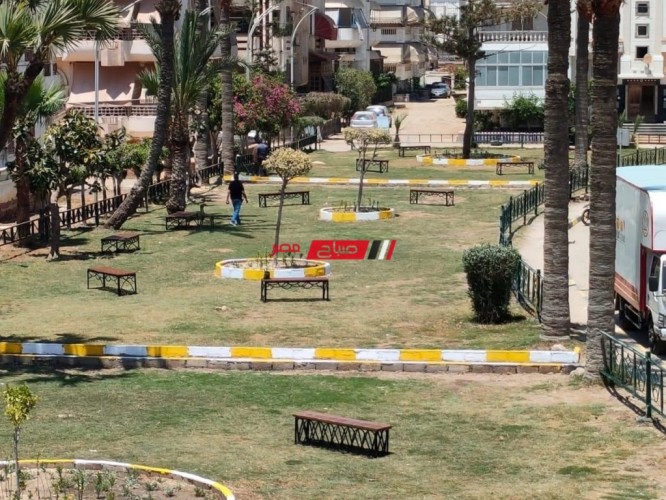 رفع كفاءة حديقة مسجد الرحمة برأس البر للاستعداد لموسم صيف 2022