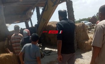 خلال ثاني ايام العيد ..  ازالة حالة تعدي بالبناء الخرساني في قرية جمصة بدمياط