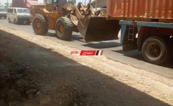 سقوط حاوية من سيارة نقل “مقطوره” على طريق كفر البطيخ بدمياط