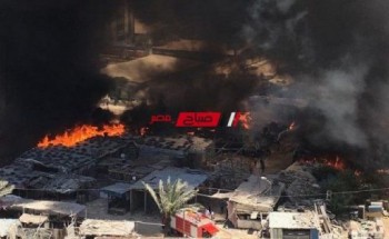 قطع التيار الكهربائي وازالة مخلفات حريق سوق الحرمين بمحافظة الإسكندرية