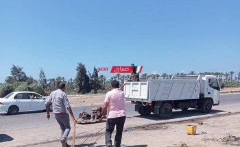 حملة مكبرة تزيل مغاسل السيارات المخالفة علي الطريق الدولي بدمياط