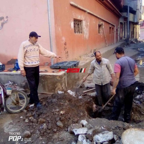 الانتهاء إصلاح كسر خط مياه شرب بشارع الخطيب في دمياط