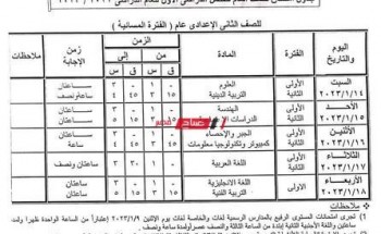 رسمياً جدول امتحانات نصف العام 2023 محافظة البحيرة جميع المراحل ابتدائي وإعدادي وثانوي