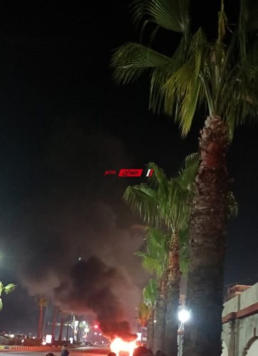 اشتعال النيران في سيارة بطريق الكورنيش في الإسكندرية