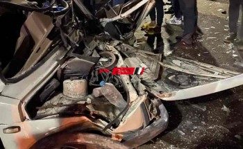 بالصور اصابه 3 اشخاص في حادث تصادم مروع بين سيارتين ملاكي على كورنيش النيل بدمياط
